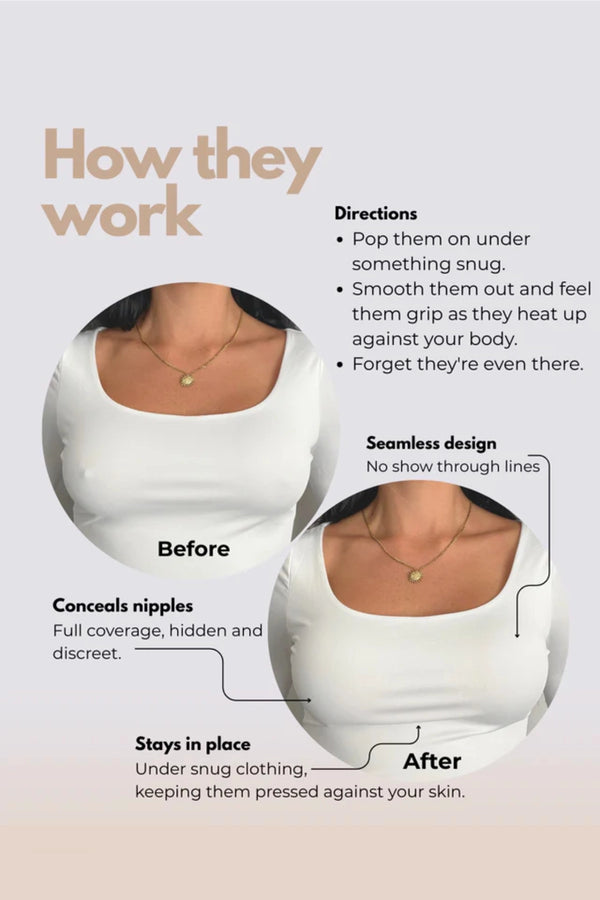 Silicone Nipple Covers Non Adhesive by Bzez - seamless reusable silicone covers with curved contour fit for invisible wear under fitted clothing.