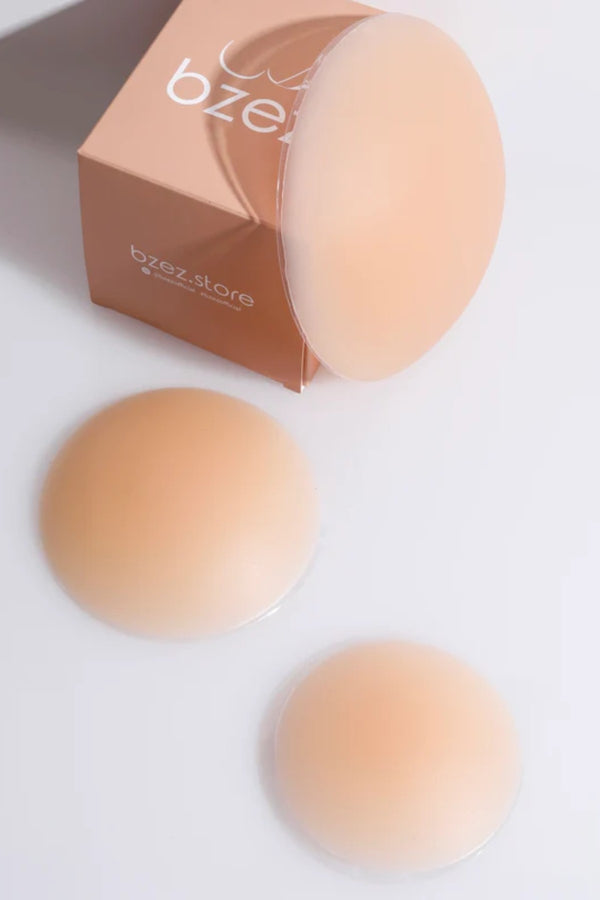 Silicone Nipple Covers Non Adhesive by Bzez - seamless reusable silicone covers with curved contour fit for invisible wear under fitted clothing.