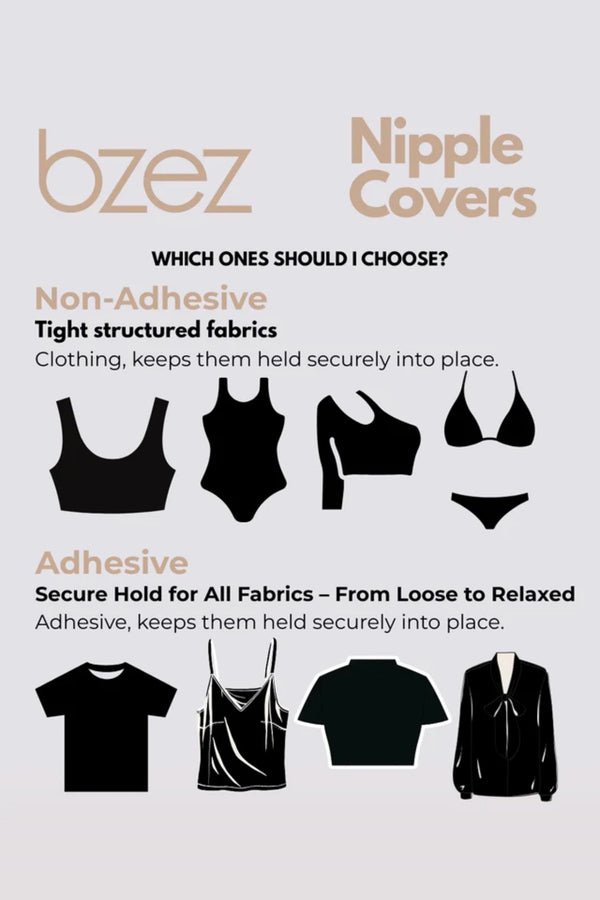 Silicone Nipple Covers Non Adhesive by Bzez - seamless reusable silicone covers with curved contour fit for invisible wear under fitted clothing.