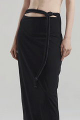 Sinara Maxi Skirt by Maygel Coronel, ruched maxi skirt with adjustable waist detail. Perfect for beach coverups or evening looks.