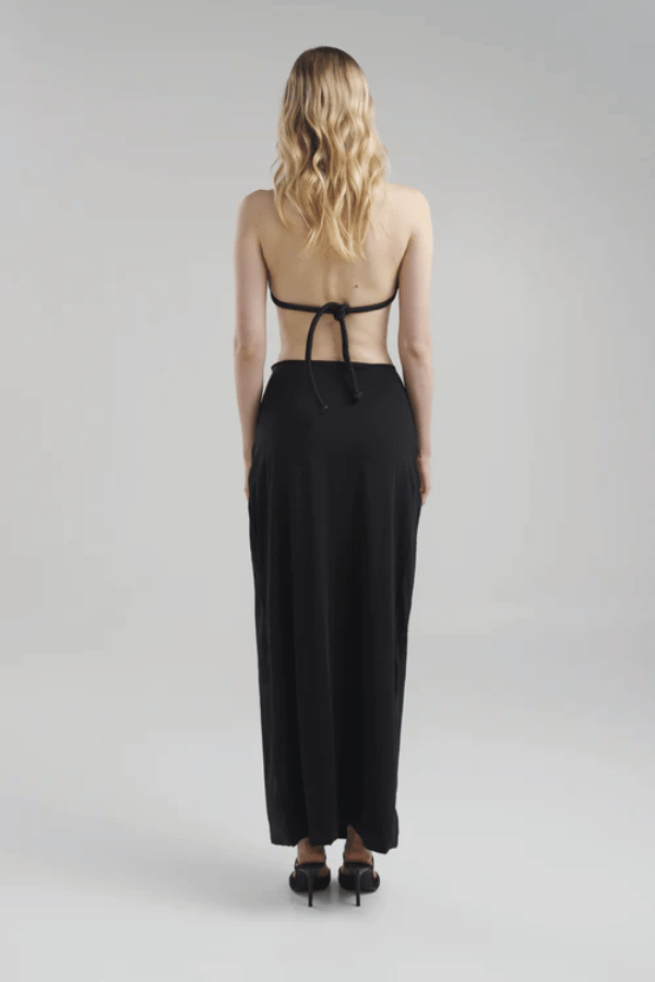 Sinara Maxi Skirt by Maygel Coronel, ruched maxi skirt with adjustable waist detail. Perfect for beach coverups or evening looks.