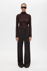 Sissil Top Chocolate by Camilla and Marc - long sleeve jersey top with funnel neck, designed for a clean modern silhouette.