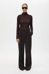 Sissil Top Chocolate by Camilla and Marc - long sleeve jersey top with funnel neck, designed for a clean modern silhouette.