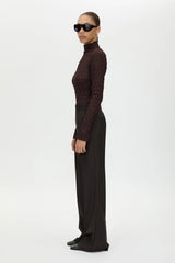 Sissil Top Chocolate by Camilla and Marc - long sleeve jersey top with funnel neck, designed for a clean modern silhouette.