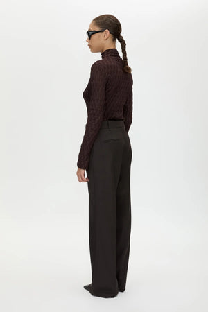 Sissil Top Chocolate by Camilla and Marc - long sleeve jersey top with funnel neck, designed for a clean modern silhouette.