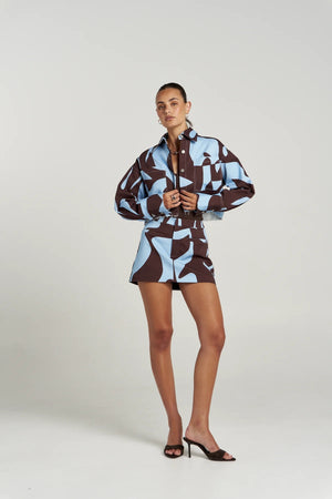 Skort Mirage by Summi Summi – cotton denim skort with exclusive abstract Mirage print and comfortable fit.