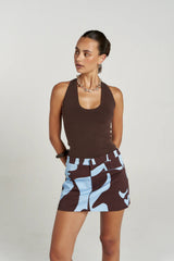 Skort Mirage by Summi Summi – cotton denim skort with exclusive abstract Mirage print and comfortable fit.