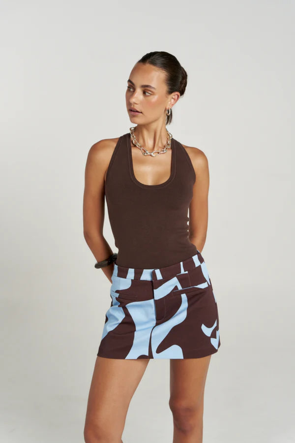 Skort Mirage by Summi Summi – cotton denim skort with exclusive abstract Mirage print and comfortable fit.