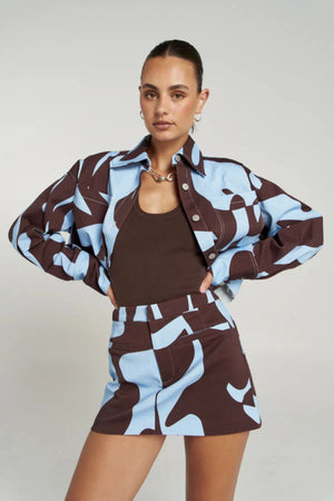 Skort Mirage by Summi Summi – cotton denim skort with exclusive abstract Mirage print and comfortable fit.