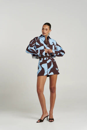 Skort Mirage by Summi Summi – cotton denim skort with exclusive abstract Mirage print and comfortable fit.