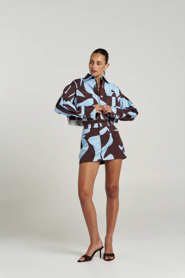 Skort Mirage by Summi Summi – cotton denim skort with exclusive abstract Mirage print and comfortable fit.