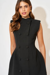 Sleeveless Button Mini Dress by Odd Muse — a tailored sleeveless mini with a button front and cinched waist, perfect for polished evening wear.