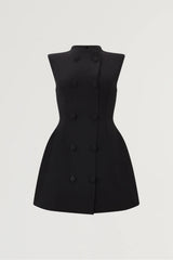 Sleeveless Button Mini Dress by Odd Muse — a tailored sleeveless mini with a button front and cinched waist, perfect for polished evening wear.