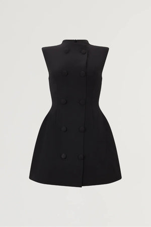 Sleeveless Button Mini Dress by Odd Muse — a tailored sleeveless mini with a button front and cinched waist, perfect for polished evening wear.