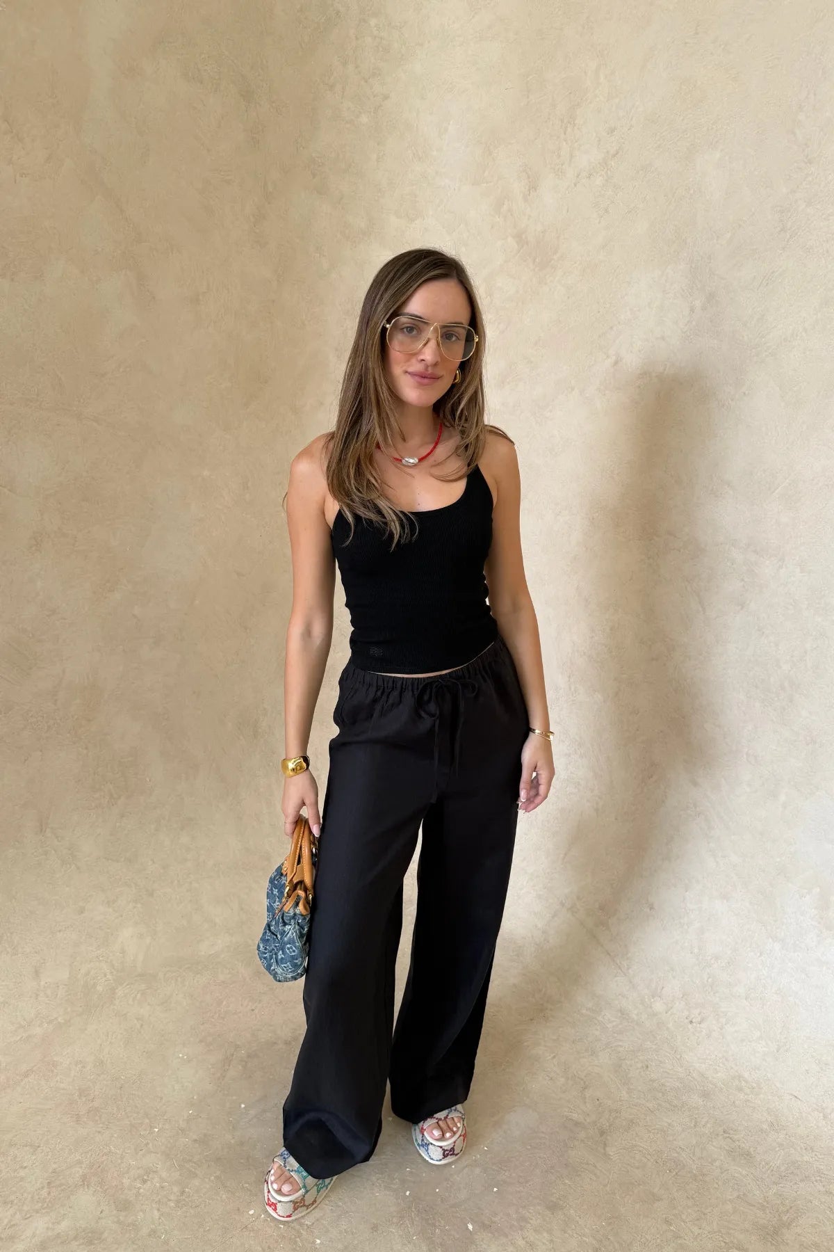 Sneaky Link Chiara Tank Black, a slim-fit cotton blend tank with scoop neckline and stretch finish, perfect for versatile day-to-night styling.