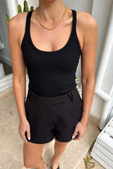 Sneaky Link Chiara Tank Black, a slim-fit cotton blend tank with scoop neckline and stretch finish, perfect for versatile day-to-night styling.