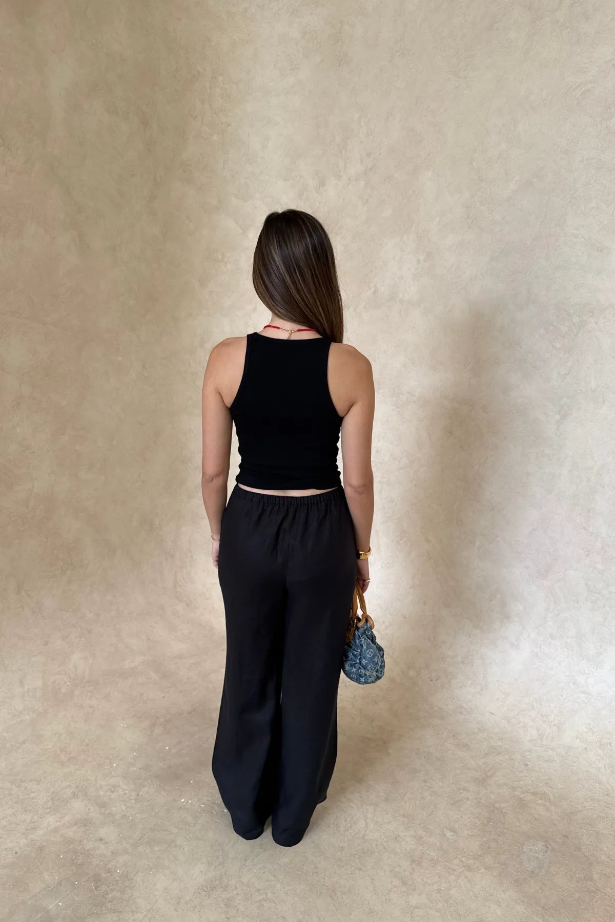 Sneaky Link Chiara Tank Black, a slim-fit cotton blend tank with scoop neckline and stretch finish, perfect for versatile day-to-night styling.