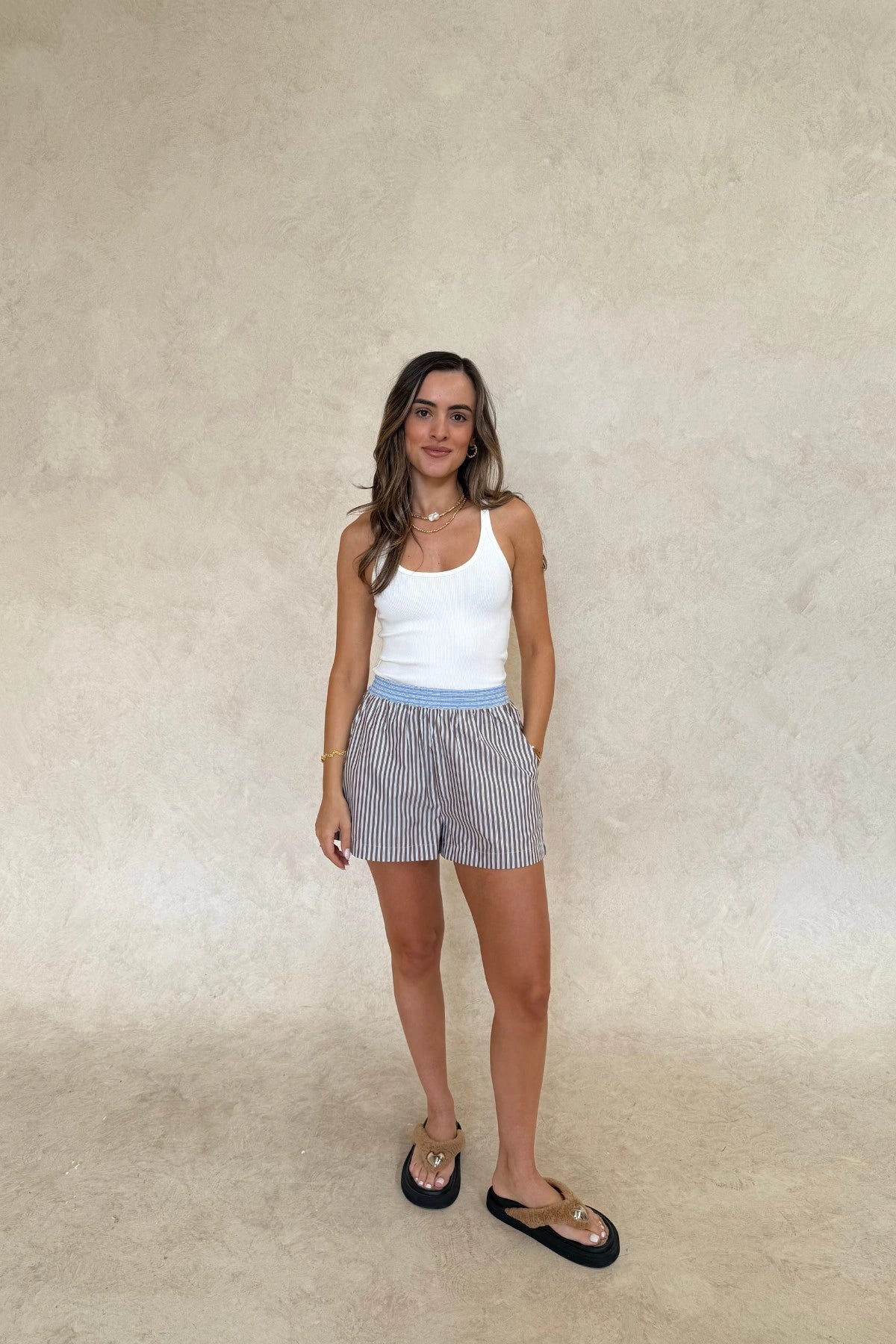 Sneaky Link Chiara Tank White, a slim-fit cotton blend tank with scoop neckline and stretch comfort, perfect for effortless day-to-night styling.