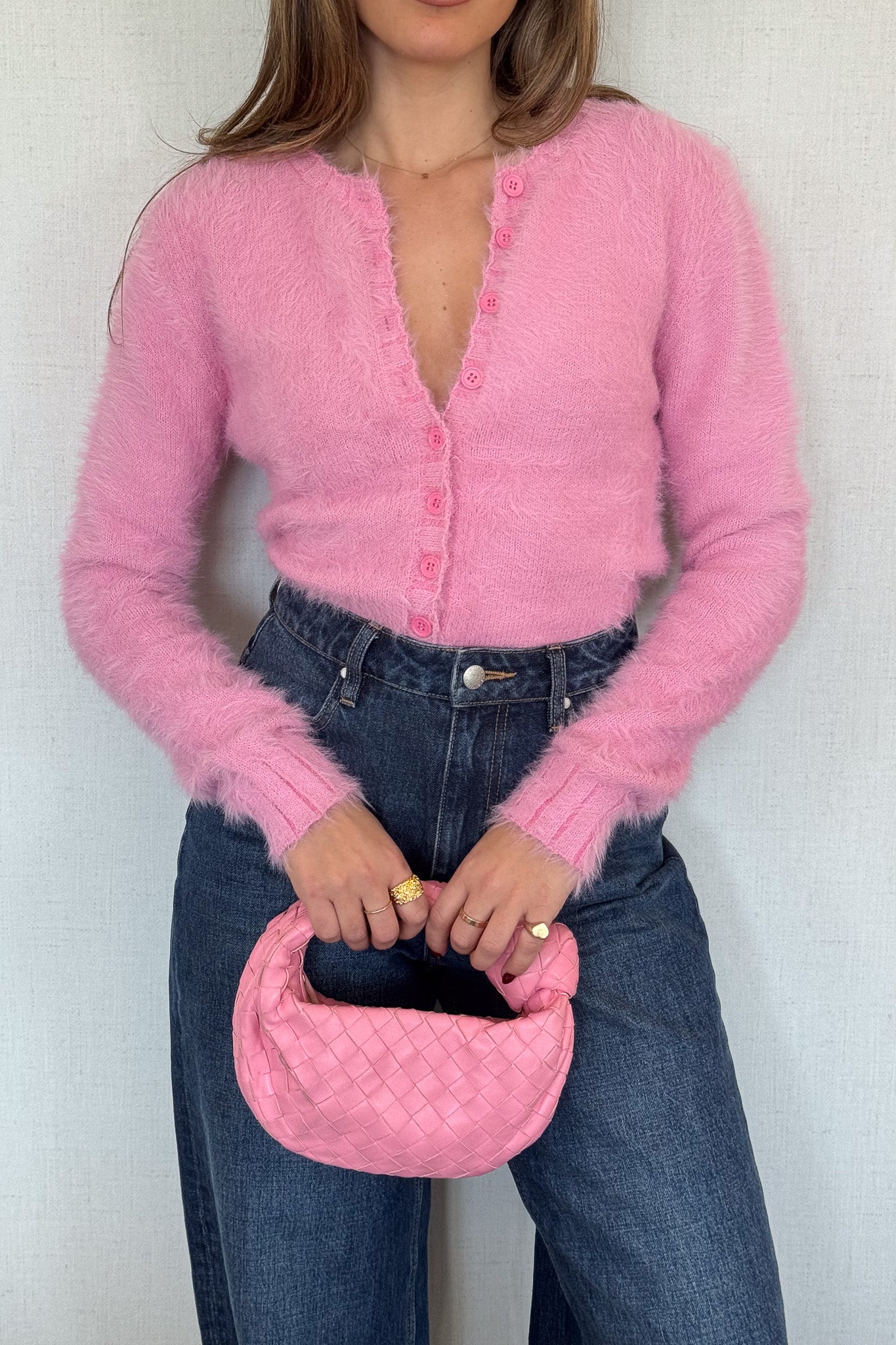 Women's pink button up cardigan by Sneaky Link