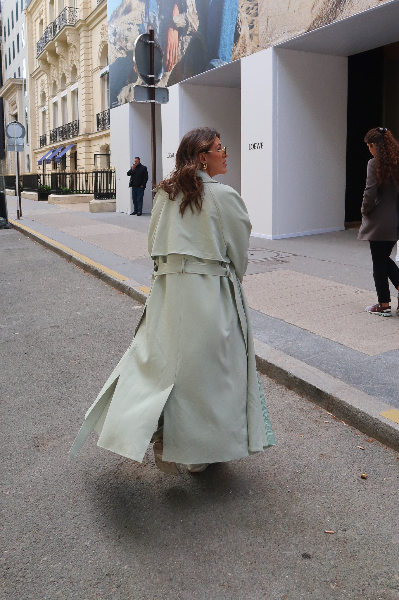 Olivia Trench Coat Mint by Sneaky Link, structured suiting fabric with tailored fit, perfect for chic layered looks.