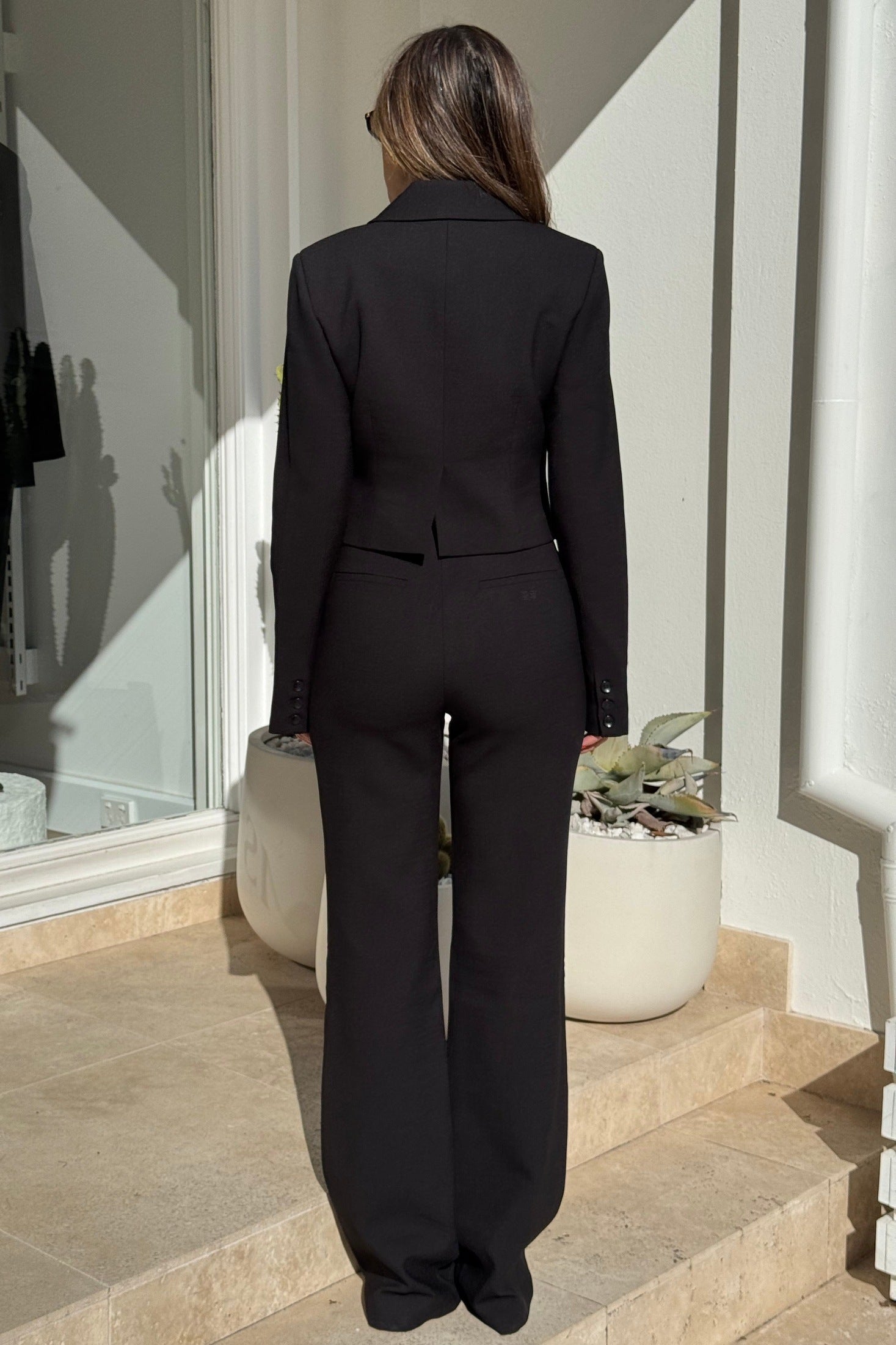 Sammy Pant Black by Sneaky Link, flared tailored pants with structured waist and sleek silhouette for versatile styling.