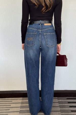 Stella High Rise Jean by Sneaky Link, classic straight-leg denim with a flattering high waist in rigid 100% cotton for a timeless fit.