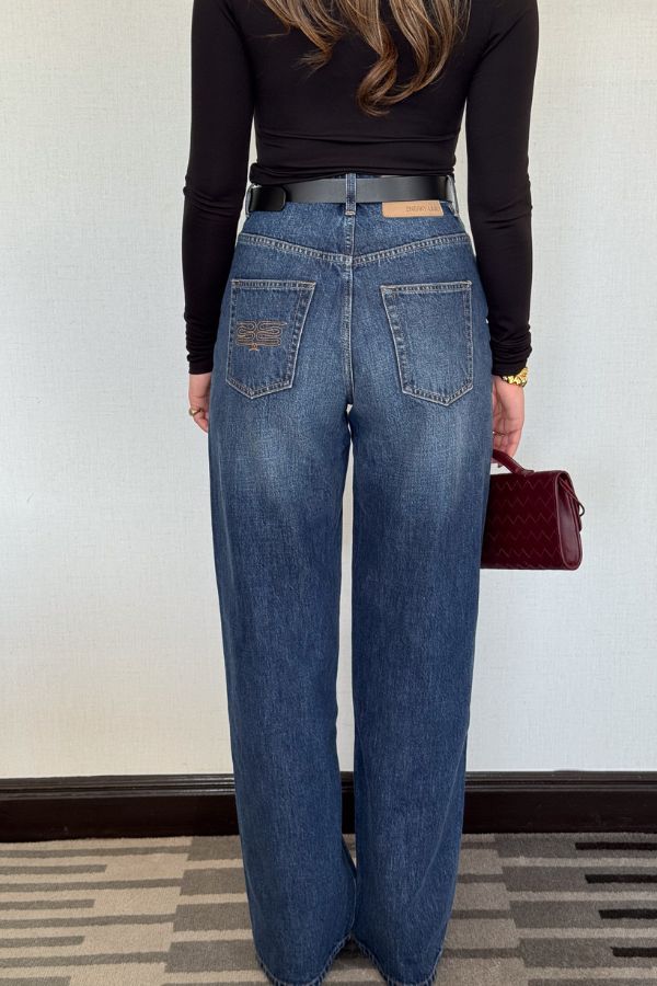 Stella High Rise Jean by Sneaky Link, classic straight-leg denim with a flattering high waist in rigid 100% cotton for a timeless fit.