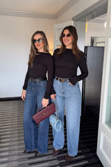 Stella High Rise Jean by Sneaky Link, classic straight-leg denim with a flattering high waist in rigid 100% cotton for a timeless fit.