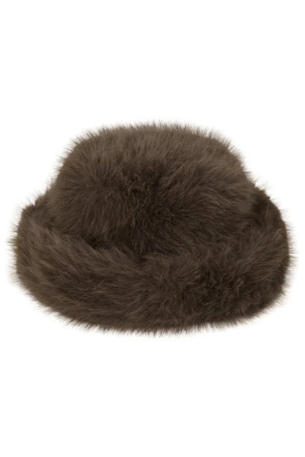 Snuggle Bucket Mink by Lack of Color – faux fur bucket hat with soft lining and cosy turnback brim.