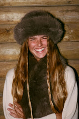 Snuggle Bucket Mink by Lack of Color – faux fur bucket hat with soft lining and cosy turnback brim.