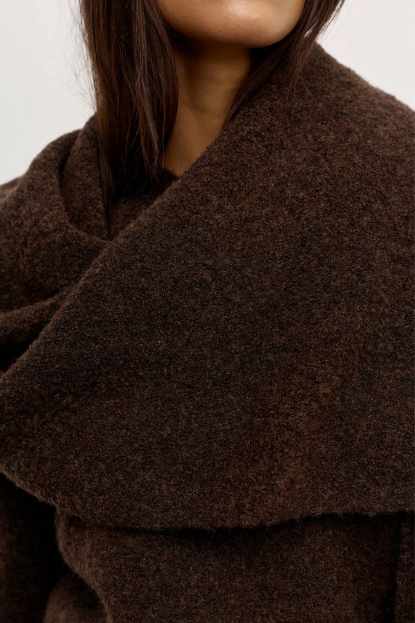 Soba Scarf Bear by Bayse – oversized wool blend boucle scarf for elevated winter layering.