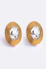 Soho Earrings Gold by Emma Pills – vintage-inspired 18k gold-plated crystal stud earrings with omega backing.