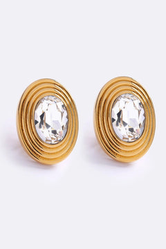 Soho Earrings Gold by Emma Pills – vintage-inspired 18k gold-plated crystal stud earrings with omega backing.