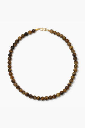 Sol Necklace Gold by Heaven Mayhem – polished gold beaded necklace with signature S clasp closure.
