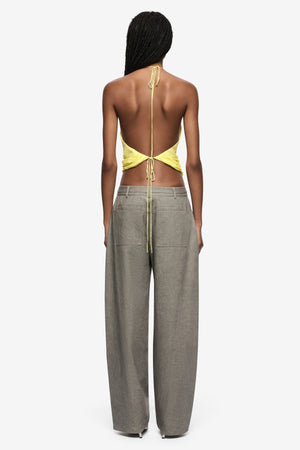 Solace Halter Top Citrus by Bec + Bridge, halter top with draped neckline and sheer finish. Perfect for summer outfits or elevated looks.
