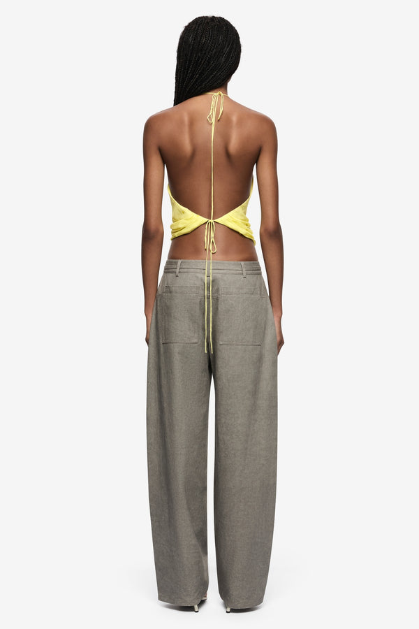 Solace Halter Top Citrus by Bec + Bridge, halter top with draped neckline and sheer finish. Perfect for summer outfits or elevated looks.