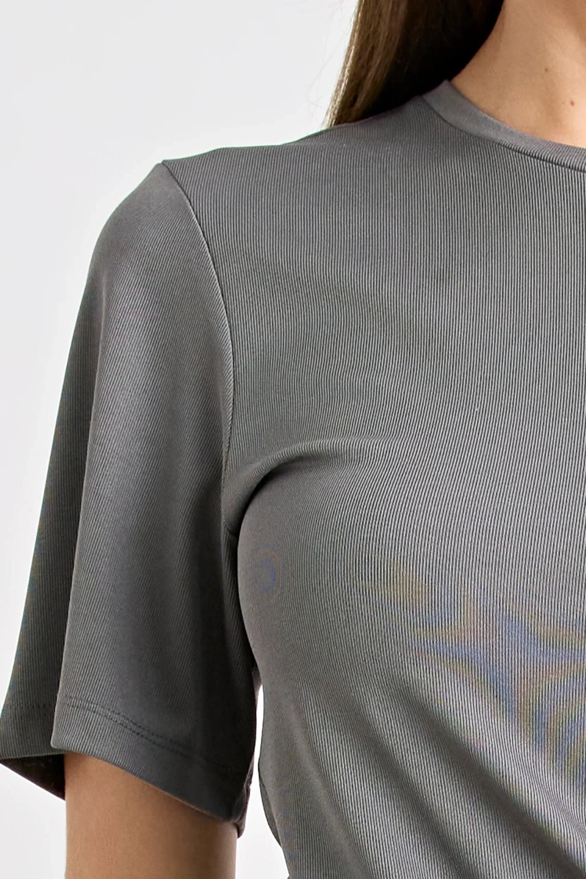 Solene Mini Dress Charcoal by Pfeiffer, jersey mini with ruching and adjustable ties, a trendy piece perfect for versatile day to night styling.