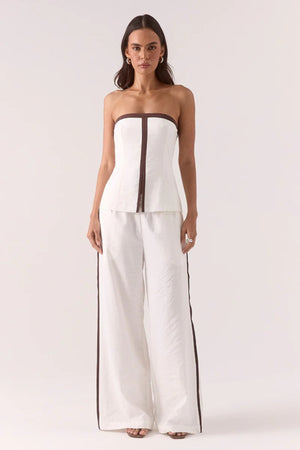 Sora Bodice Vanilla by Sovere, a strapless fitted top with contrast panels and front split for sleek day-to-night dressing.