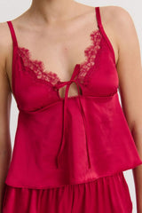 Sorrento Camisole by Kat the Label – a satin cami with lace trim and soft drape. Perfect for sleepwear or relaxed styling.