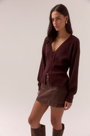 Sentiment Knit Cardi Plum