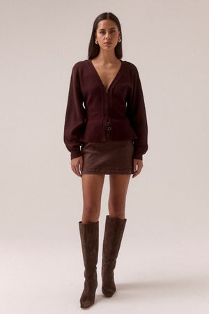 Sentiment Knit Cardi Plum