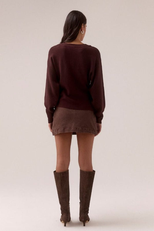 Sentiment Knit Cardi Plum