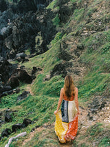 Square Pareo Bandit Tile Silk — lightweight silk beach pareo with sun-washed bandana print, perfect as a cover-up or scarf.