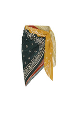 Square Pareo Bandit Tile Silk — lightweight silk beach pareo with sun-washed bandana print, perfect as a cover-up or scarf.