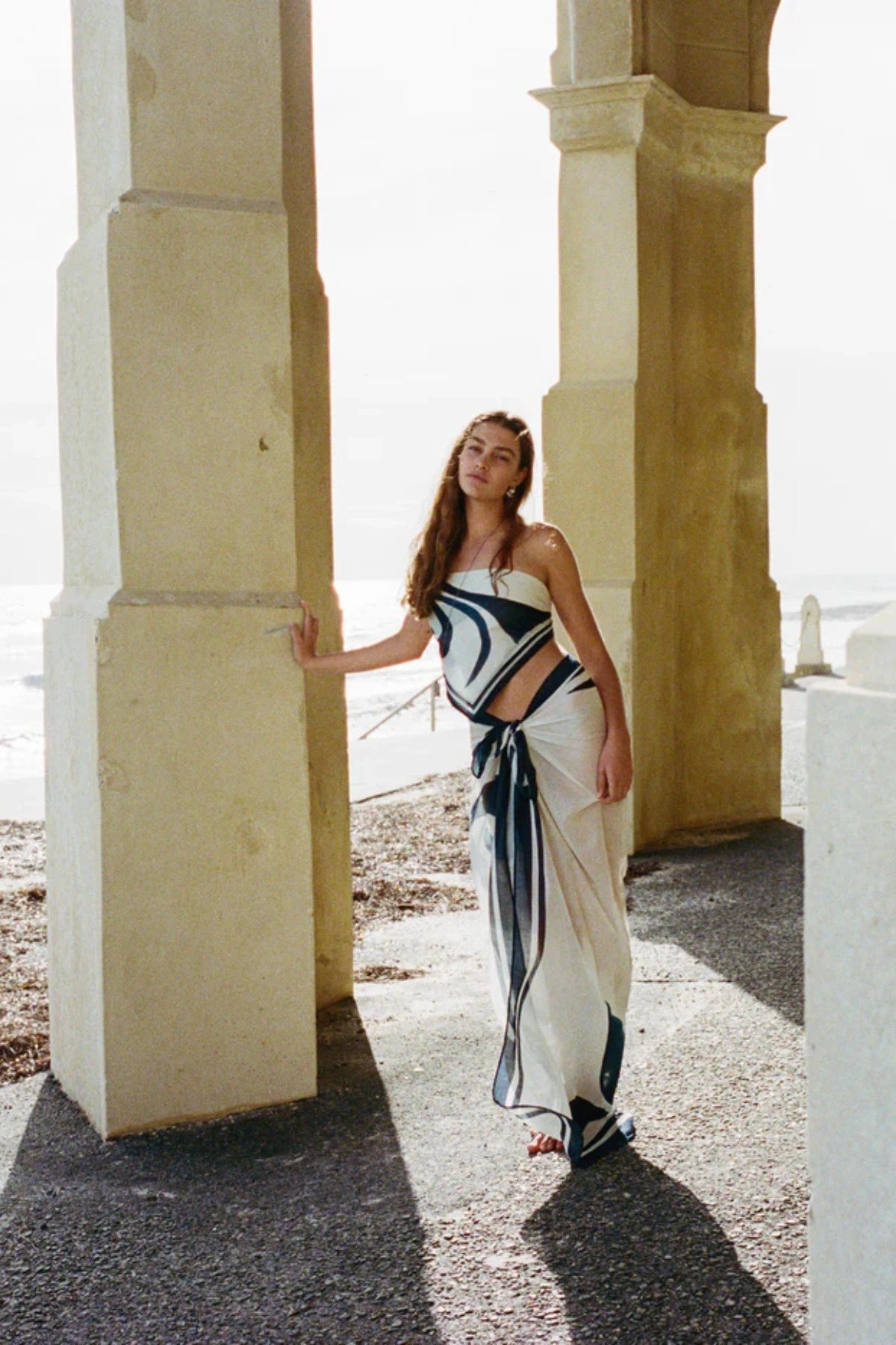 Square Pareo Reed by Soleil Soleil, versatile cotton voile pareo perfect for sun-soaked styling as a skirt, wrap or breezy beach scarf.