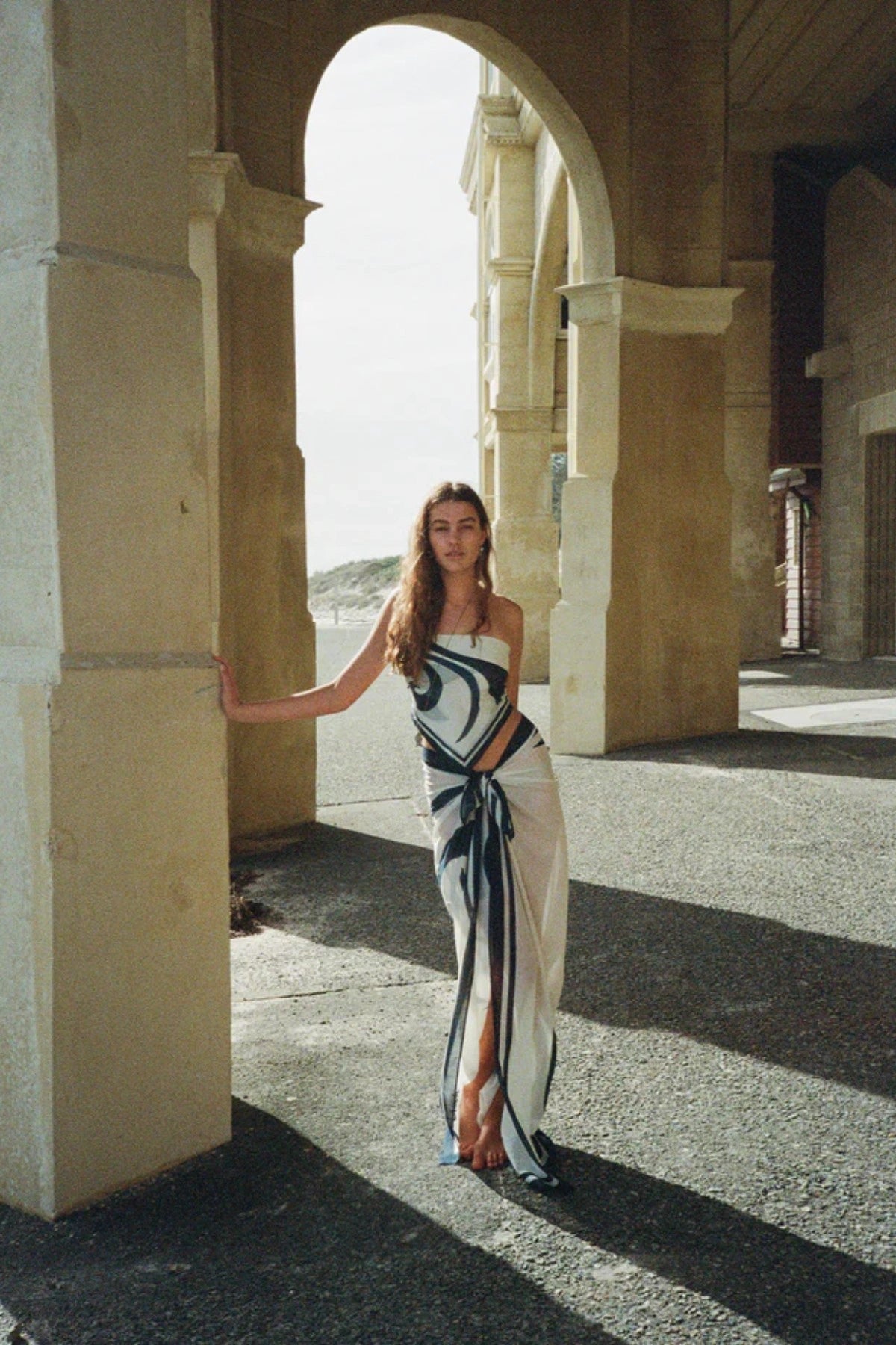 Square Pareo Reed by Soleil Soleil, versatile cotton voile pareo perfect for sun-soaked styling as a skirt, wrap or breezy beach scarf.