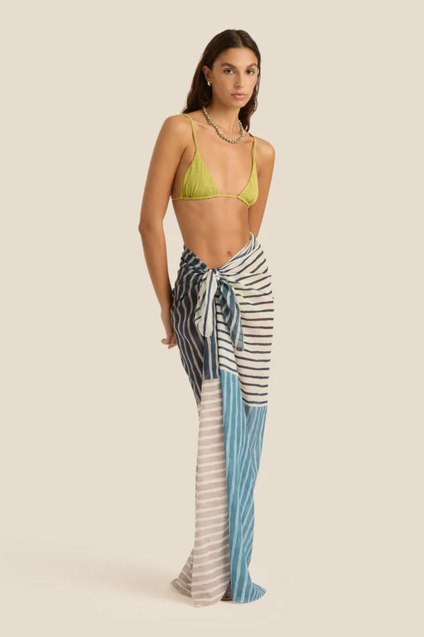 Square Pareo Ripple by Soleil Soleil, versatile cotton voile pareo perfect as a beach wrap, mini skirt or stylish summer scarf.