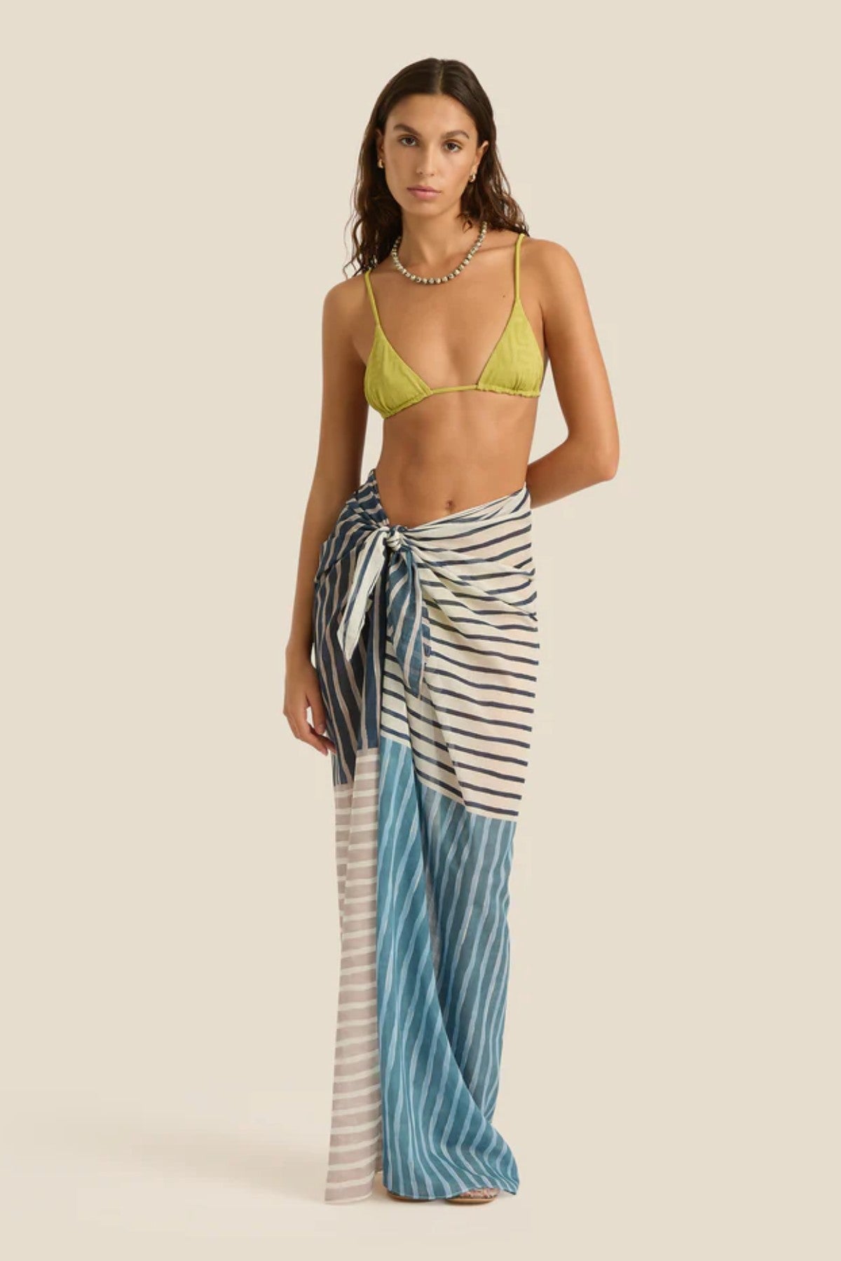 Square Pareo Ripple by Soleil Soleil, versatile cotton voile pareo perfect as a beach wrap, mini skirt or stylish summer scarf.