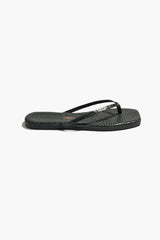 Square Toe Lily Emerald Croc by Tkees, crocodile-embossed leather sandal with square toe, a trendy piece perfect for chic summer days or nights.