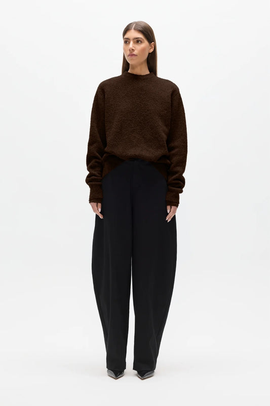 Stella Crew Neck Bear by Bayse – relaxed wool blend knit with brushed texture and classic crew neckline.